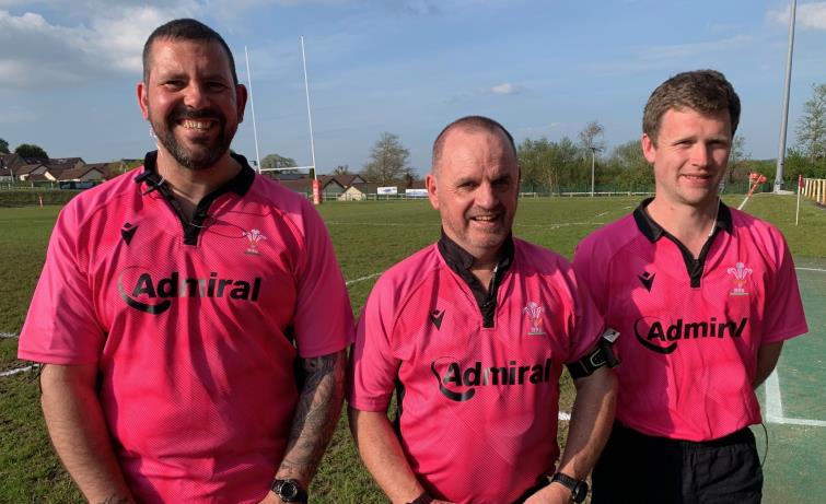 Match officials - Gary Wilkes, Ed Howells and Ifan Morgan